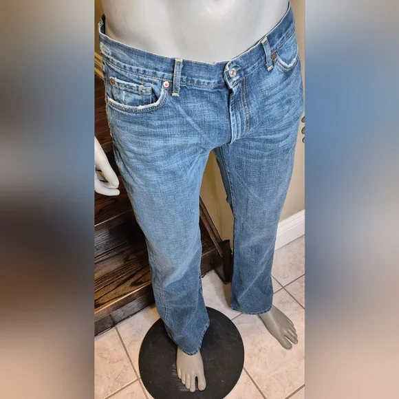 7 For All Mankind Men's Light Blue Bootcut Jeans - Picture 9 of 11